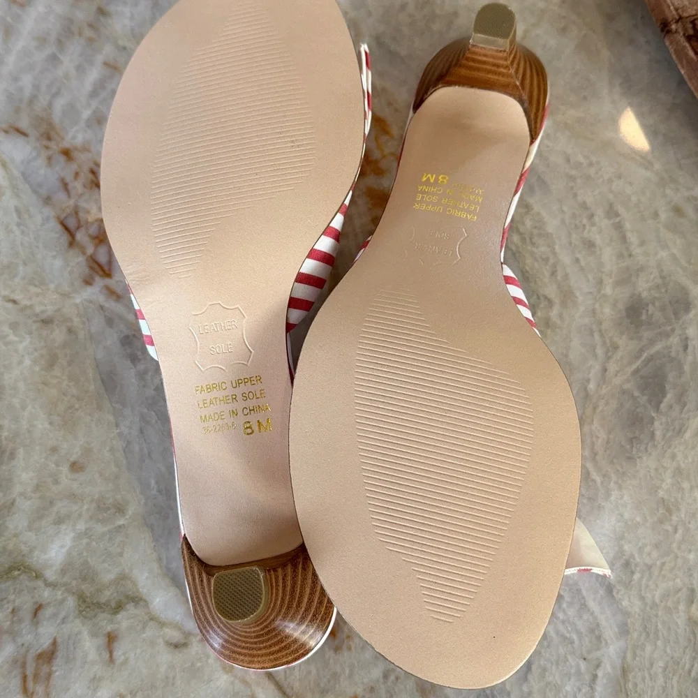 Chadwicks Red and White Striped Knot Slide Mules New - Picture 5 of 6